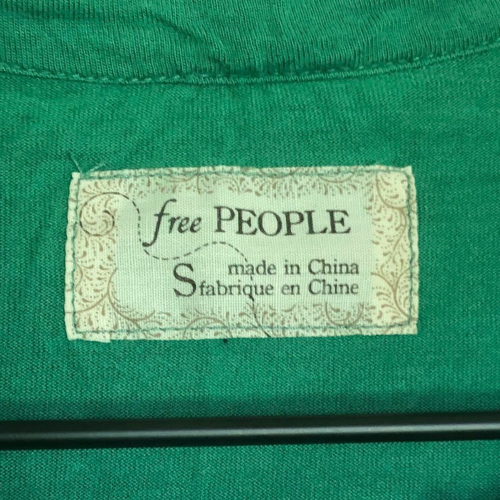 Free People Embroidered Morning Light Ruffle Tunic RARE GREEN - Picture 3 of 5